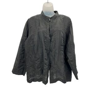 Citron Santa Monica Black Sz 0X Boxy Art to Wear Lagenlook Top Jacket